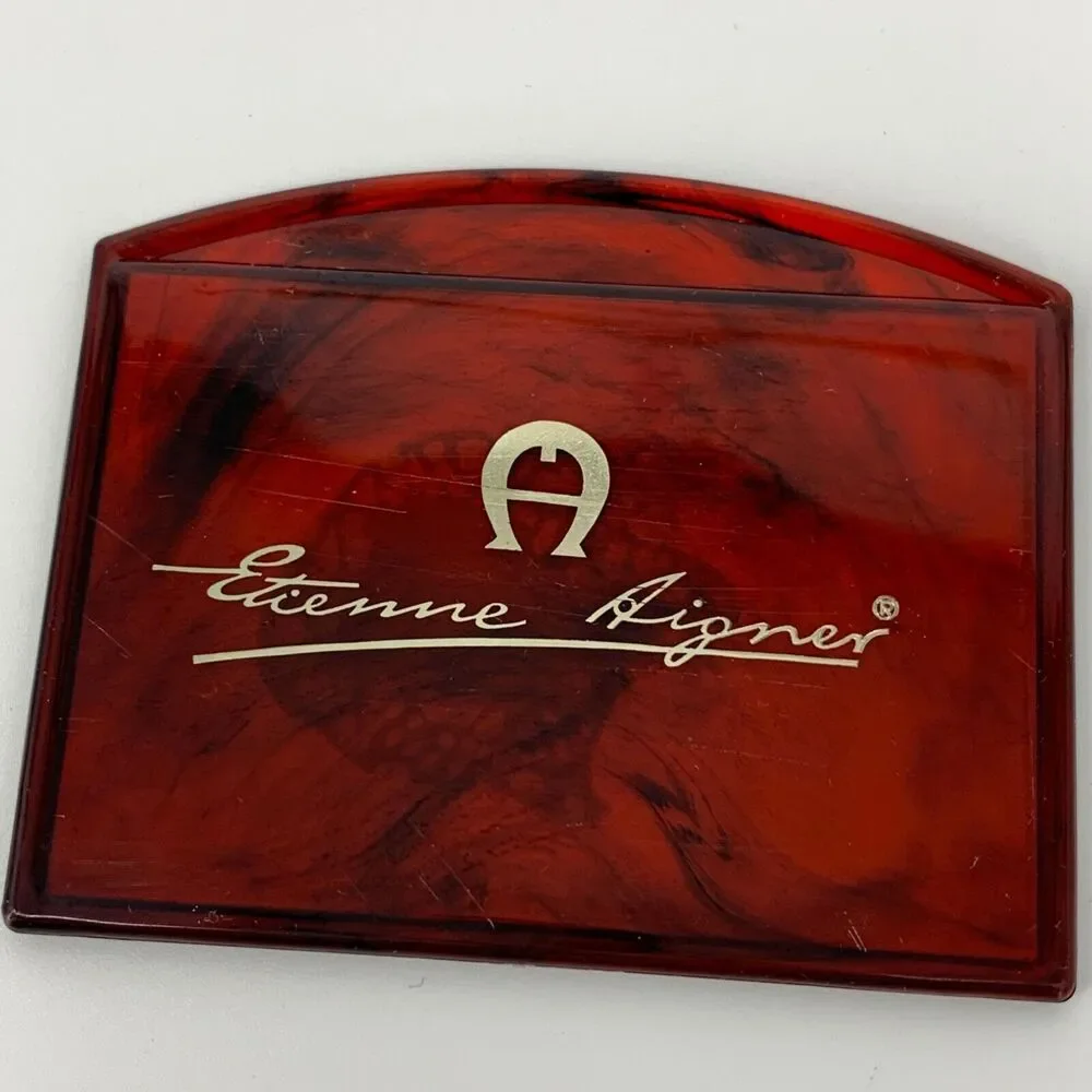 Vintage Etienne Aigner Pocket Mirror Original Plastic Tortoiseshell